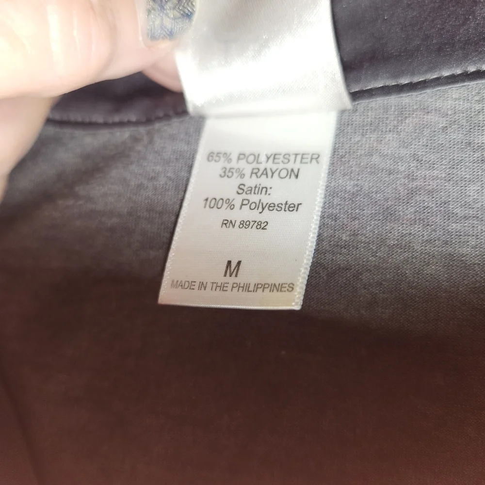 Natori Gray Satin-Trim Liungewwar Top